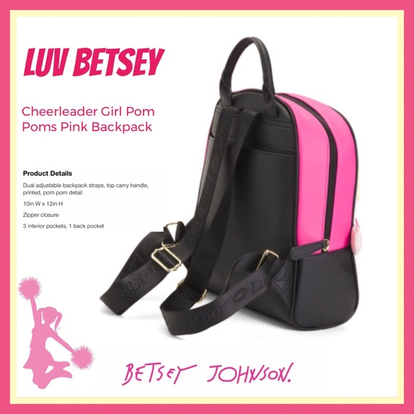 Luv Betsey Johnson Cheerleader Girl Pink Backpack - Picture 7 of 14